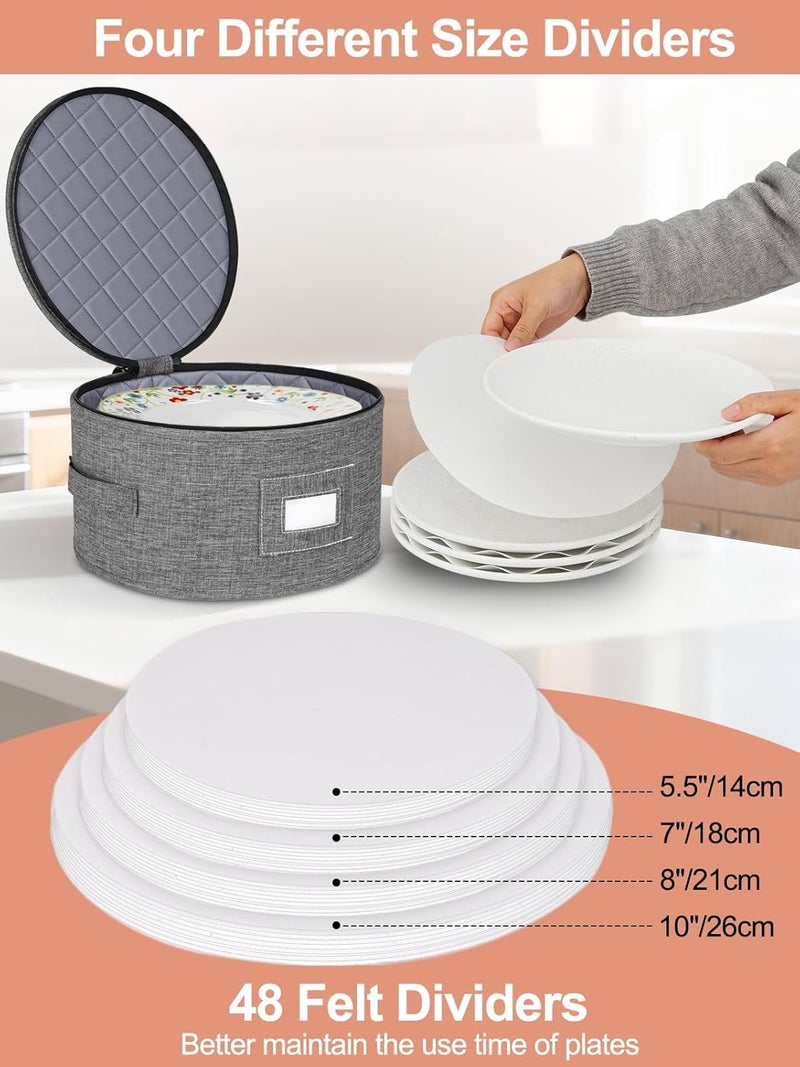 Cirhy China Storage Containers 5-Piece Set - Reinforced Hard-Sided Moving Boxes for Dinnerware, Fine China, Plates & Mugs - Sturdy Quilted Dish Packing Protectors with Dividers (Service for 12) - Image 4